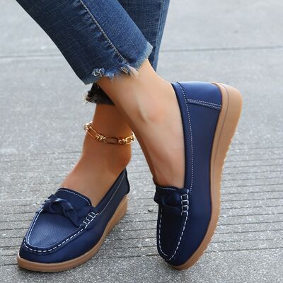 Relaxed comfort -Weave Wedge Heeled Loafers