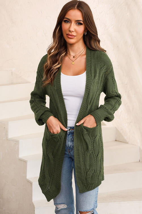 Cable-Knit Dropped Shoulder Cardigan