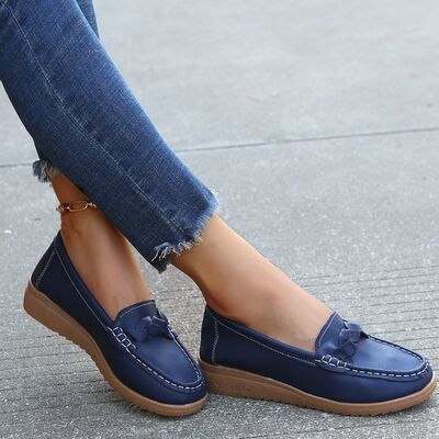 Relaxed comfort -Weave Wedge Heeled Loafers