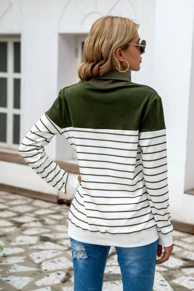 Unstoppable Striped Contrast Turtleneck Sweater