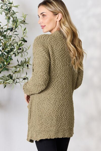 Falling For You -Zenana Full Size Open Front Popcorn Cardigan