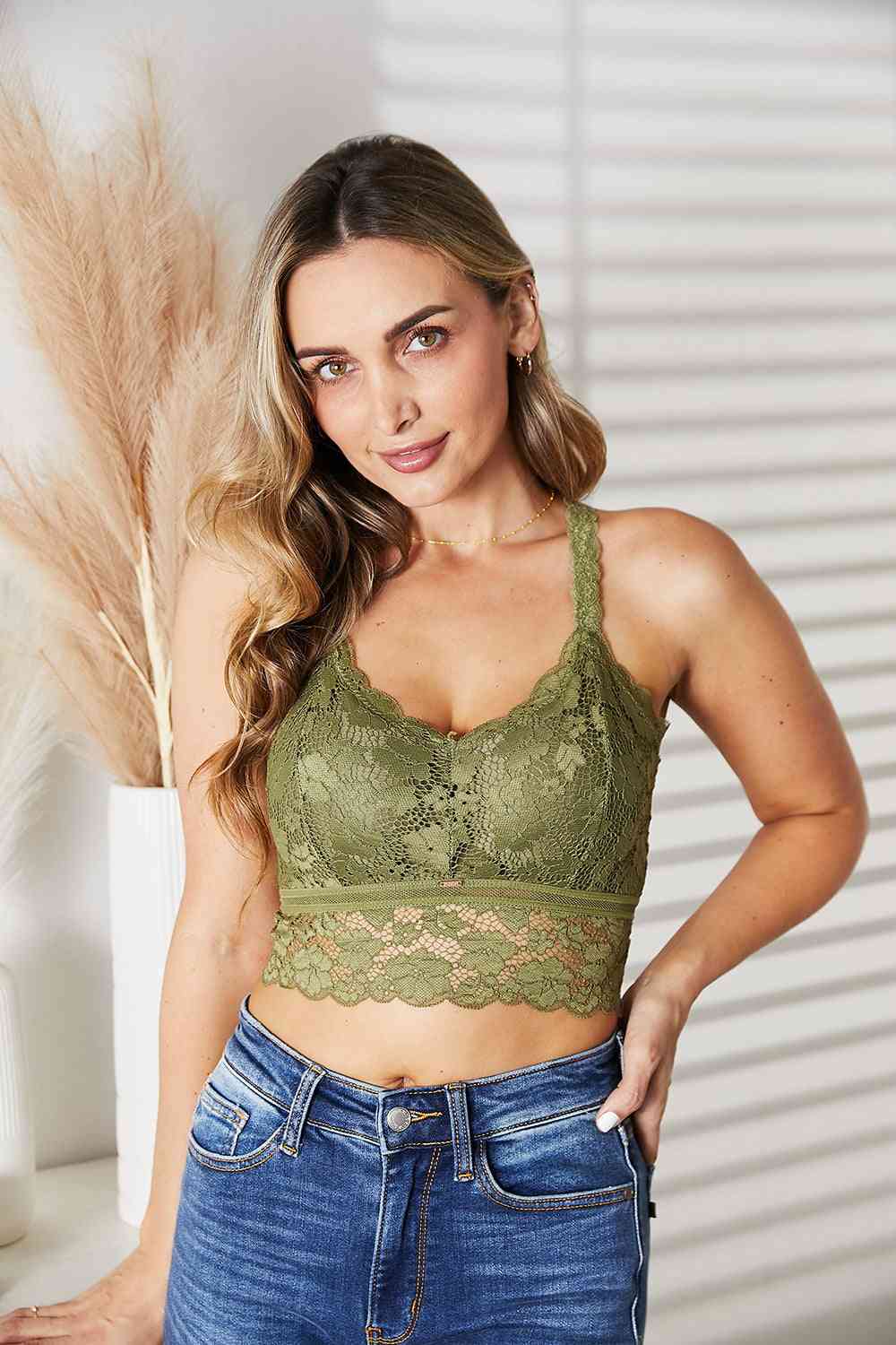 JadyK Full Size Crisscross Lace Bralette