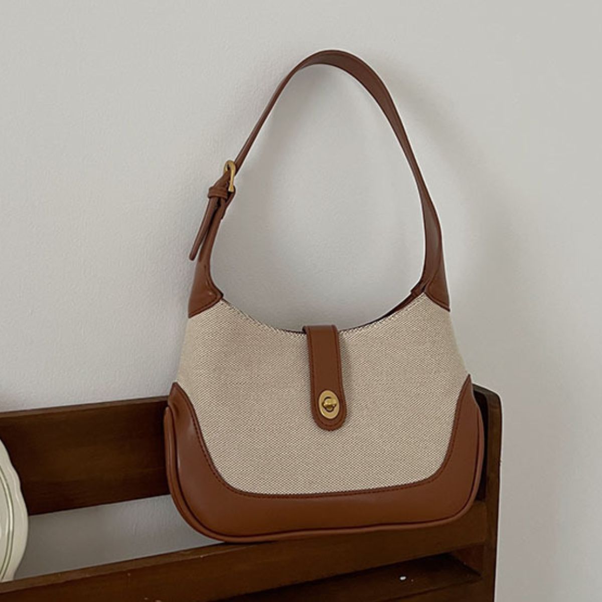 Contrast Canvas Shoulder Bag