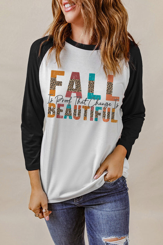 Round Neck Long Sleeve FALL IS PROOF THAT CHANGE IS BEAUTIFUL Graphic Tee