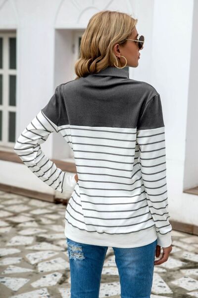 Unstoppable Striped Contrast Turtleneck Sweater