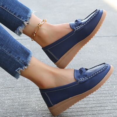 Relaxed comfort -Weave Wedge Heeled Loafers