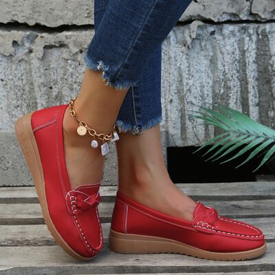 Relaxed comfort -Weave Wedge Heeled Loafers