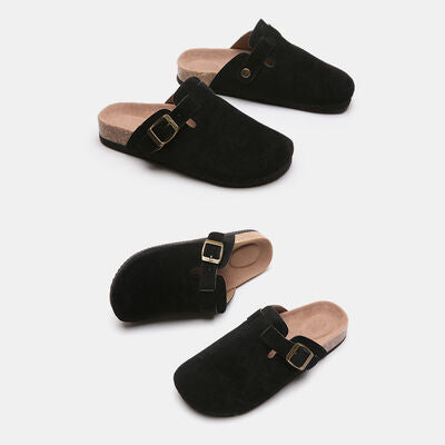 Take it easy -Suede Closed Toe Buckle Slide