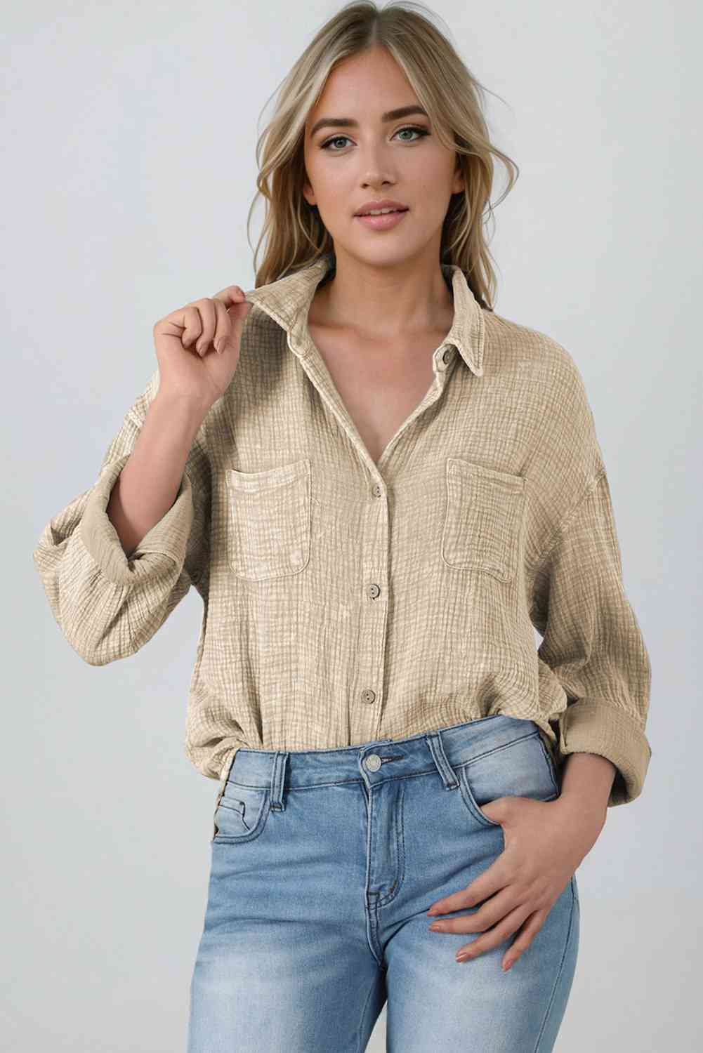 Textured Button Down Shirt