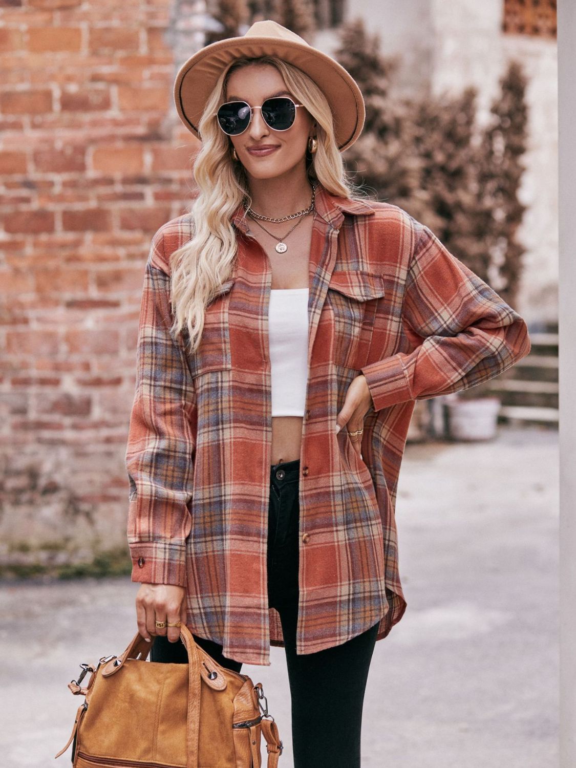 Teagan Plaid Dropped Shoulder Longline Shirt