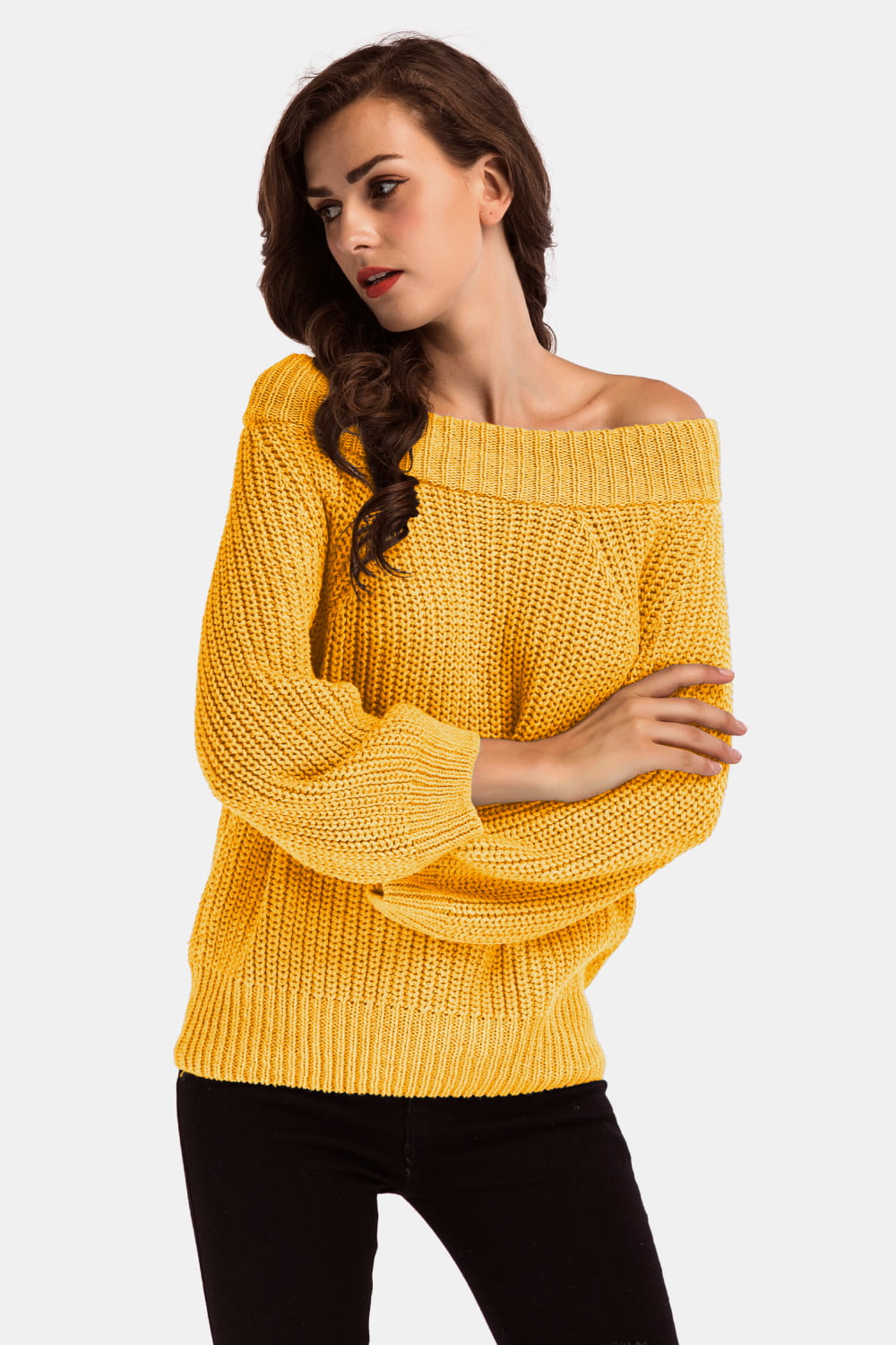 Off-Shoulder Long Sleeve Sweater